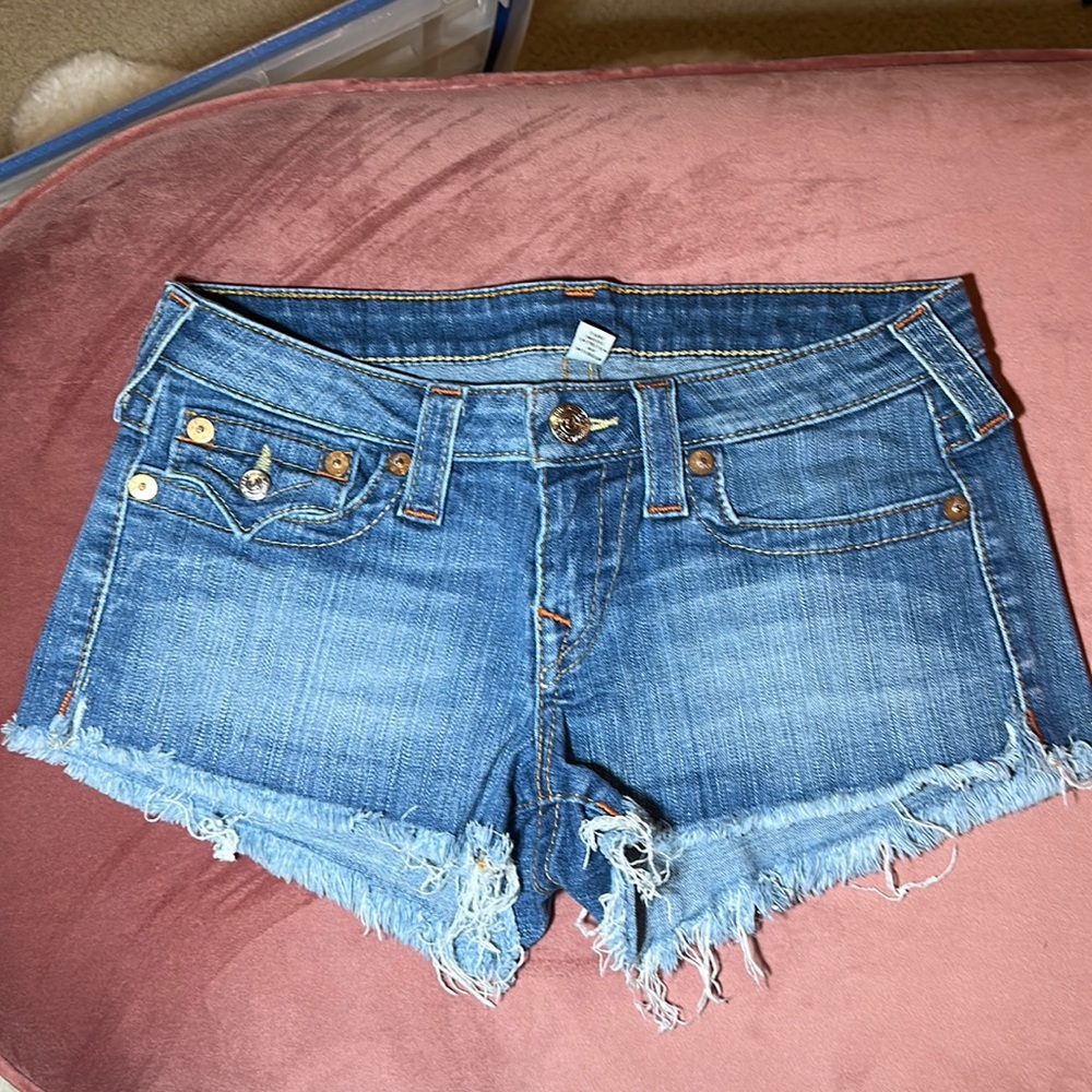 True religion denim shorts
